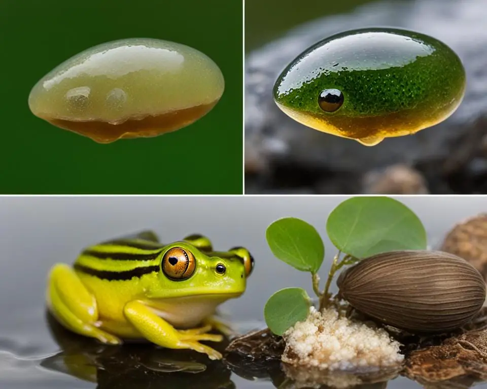tree frog and tadpole