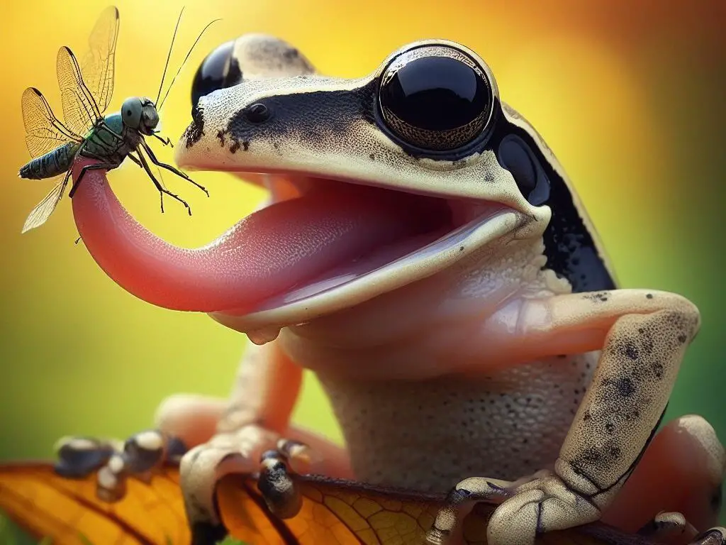 Black Eyed Tree Frog feeding on a live cricket