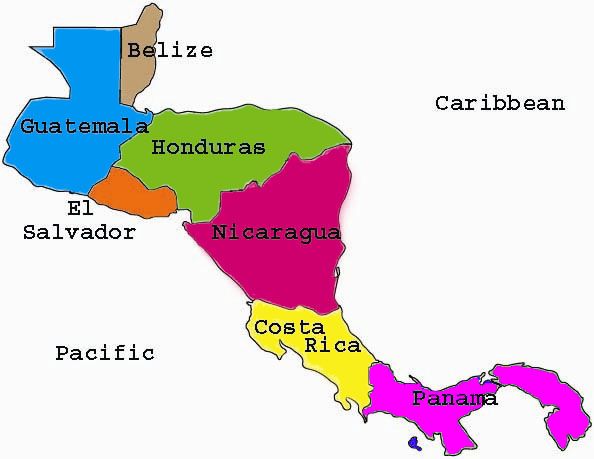 Map of Central America showing range of Black Eyed Tree Frog