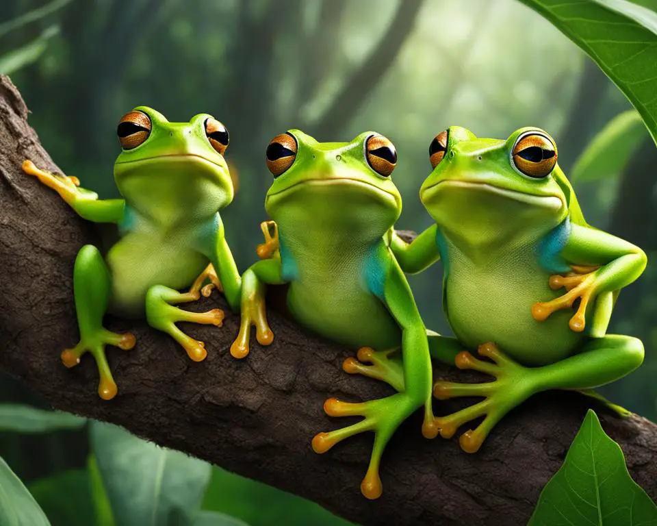 Green tree frogs social interaction