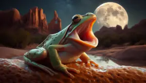 Male canyon tree frog performing mating call