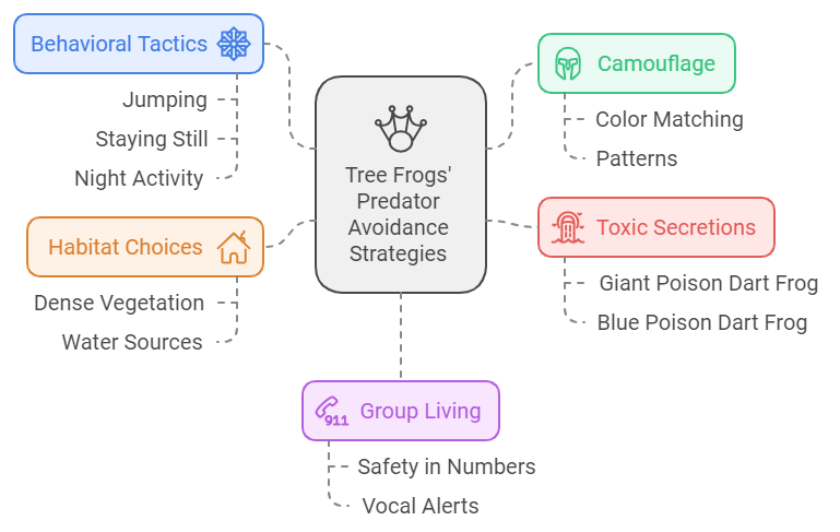 How do tree frogs avoid predators
